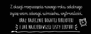 Czarna kartka z życzeniami z okazji rozpoczęcia roku szkolnego
